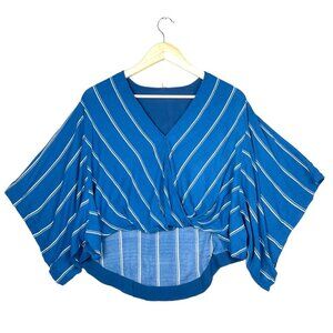 Free People Sleepy Time Indigo Stripe Kimono Top size S